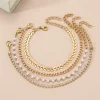 ensemble de bracelets pour femmes, simple et polyvalent pour les déplacements, chaîne en métal, zircon, ensemble multi pièces, combinaison