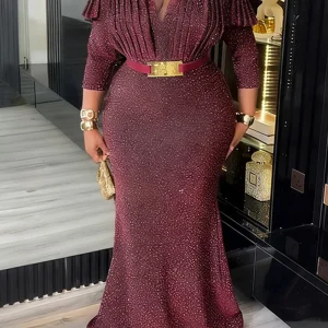 Robe Vide Africaine Dashiki pour Femme, Tenue de Soirée, Manches à Volants, Maxi, Dubaï, Turquie, Kaftan, Abayas