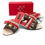 Sandales Talon Coin 2025 Rouge Marron Beige Été Style Rétro Bicolore Lanières Croisées pour Femme Vacances Trajet Travail Semelle Vague