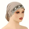 maillot brodé de perles, hijab instantané pour musulman, turban, casquette intérieure extensible solide, sous capuchon, bandana en dentelle florale