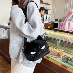Sac à main Chic et mignon en peluche de chat, Mini sac à bandoulière de Style Y2K, sac à main personnalisé et mignon, sac à bandoulière doux en peluche de dessin animé