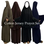 Ensemble de prière en jersey de coton pour femmes musulmanes, Hijab instantané, EID, Ramadan, Islam, Corde en satin, Jupe tiens imar, Poches, Jilbab, 2 pièces