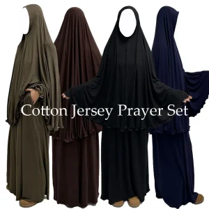 Ensemble de prière en jersey de coton pour femmes musulmanes, Hijab instantané, EID, Ramadan, Islam, Corde en satin, Jupe tiens imar, Poches, Jilbab, 2 pièces