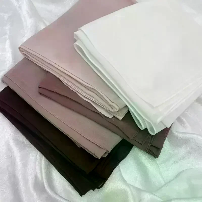 ramadan musulman en mousseline de soie hijabs pour femme couleur unie foulard long châle écharpe mince respirant crème solaire tête enveloppement hijabs écharpe