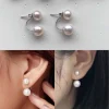 boucles d'oreilles simples et élégantes en perles d'eau douce pour femme, argent 925, bijoux de mariage, grande promotion, taille 8mm, 10mm, 12mm, azole