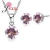 ensemble de bijoux couleur argent 17 couleurs, boucles d'oreilles + collier diomand cz de fiançailles classique, cadeau pour femmes