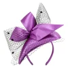 luxe vert violet bleu satin fascinator chapeau coiffure pour les femmes cocktail banquet fête fascinators élégant visage voile casque