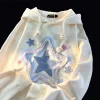 sweat à capuche japonais pour femme, streetwear brodé d'Étoiles, vêtements décontractés pour adolescents, harajuku, mode y2k pvd