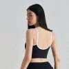 gilet de sport de couleur contrastée, conception d'épissure, sous vêtements de yoga confortables, évacuant l'humidité, soutien gorge de sport respirant, gymnastique