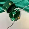 haute bijoux 925 argent vif vert émeraude plein diamant trèfle chaîne bracelet pt900 platine moissanite tennis bracelets bijoux