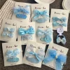 Pinces à cheveux en dentelle pour bébé, 2 pièces, couleur bleue, épingles à cheveux à paillettes avec nœud papillon, épingles à cheveux pour enfants, Barrettes en perles BB pour filles, accessoires de cheveux