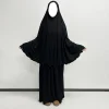 ensemble de prière en jersey de coton pour femmes musulmanes, hijab instantané, eid, ramadan, islam, corde en satin, jupe tiens imar, poches, jilbab, 2 pièces