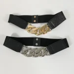 JOBelt-Ceinture artificiel astique en Métal Argenté pour Femme, Accessoire de Taille pour Manteau