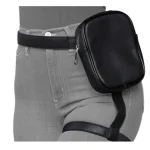 Tendance élégant noir femmes taille jambe ceinture en cuir Cool fille sac Fanny Pack pour randonnée en plein air moto Сумка Muж…… jambe sac