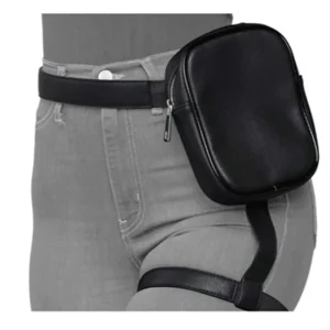 Tendance élégant noir femmes taille jambe ceinture en cuir Cool fille sac Fanny Pack pour randonnée en plein air moto Сумка Muж…… jambe sac