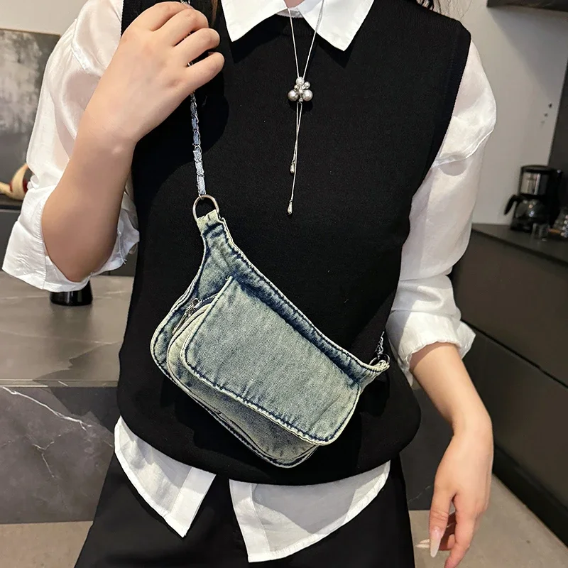Sacs de ceinture en toile décontractés pour femmes, sac banane à la mode, sac de taille banane, sac à main de hanche de styliste, sac de poitrine à bandoulière