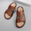 Sandales d&rsquo;été pour hommes, pantoufles décontractées à la mode, chaussures de plage confortables, plates, 2025