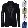 Veste pour hommes effet brillant, prix spécial, costume perlé, Style décontracté, longueur régulière, ajustement confortable, marque chinoise, automne hiver