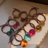 bandes de cheveux élastiques couleur bonbon, boule de verre brillante, pour femmes, petites filles, anneaux de cheveux, coiffure, attaches pour cheveux, cordes en queue de cheval, vente en gros