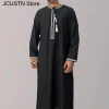 hommes musulmans à manches longues robe pull aman abaya jubba thobe pour hommes saoudien arabe caftan islam vêtements rayer robe afghan mâle