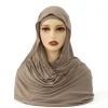 maillot modal instantané hijab écharpe femme musulman hijabs châle couleur unie facile à porter châle enveloppement avec sous capuchon pour les femmes musulmanes