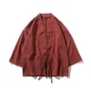 cardigan rétro de style japonais traditionnel pour hommes, kimono samouraï haori, guerrier japonais yukata obi, manteau asiatique, vêtements pour adultes