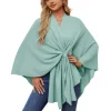couleur unie manches chauve souris haut manteau style hauts élégant manches chauve souris manteau châle pour les femmes couleur unie mi long pour les dames