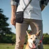 Sac banane multifonctionnel pour nourriture pour chien, sac de collation portable en tissu Oxford de couleur unie pour chien