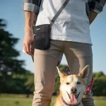 Sac banane multifonctionnel pour nourriture pour chien, sac de collation portable en tissu Oxford de couleur unie pour chien