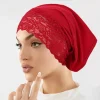 2025 nouveau bonnet intérieur hijab avec dentelle turban musulman islam sous écharpe hijab bonnet doux extensible hijabs tube casquette turbante