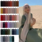 Femmes musulmanes en mousseline de soie Hijab écharpe en mousseline de soie doux Hijabs châle longues foulards envelopper foulards pour la mode musulmane