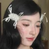 Épingle à cheveux en imitation de perles pour femmes, style ballet français, nœud en perles, doux, simple, élégant, frange, clip latéral, couvre chef