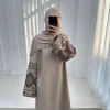 embroidery cuff closed muslim abaya dress for women dubai turkey islmaic clothes eid ramadan abayas adult black long robe female