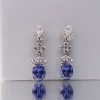 boucles d'oreilles en diamant bleu et rubis, élégantes, chaque oreille a poussé en laboratoire, or blanc 14k, bijoux de fiançailles 070, 1,5 ct