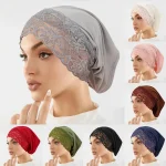 Nouveau Moyen-Orient Hijab chapeau femmes musulmanes couleur unie Simple pull chapeau malaisien dentelle Tube mode tendance