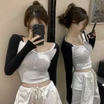 T-shirt à manches longues pour femme, haut à capuche, esthétique des années 90, de haute qualité, vente en gros, jeune, Slim, Cool, vieux