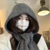 Écharpe à capuche tricotée, chapeau doux, chaud, confortable, coupe vent pour la marche, le shopping, garde les oreilles au chaud pour les anniversaires de noël