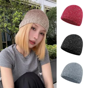 Chapeau brillant avec décor à paillettes pour femme, style hip hop breton, élastique, grande tête, anti-ald, club, casquette de fête, travail de rue en plein air, bonnet de cyclisme