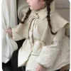 beige/rouge bébé filles manteaux d'hiver coton rembourré épais chaud vestes mode enfants princesse vêtements pardessus casaco