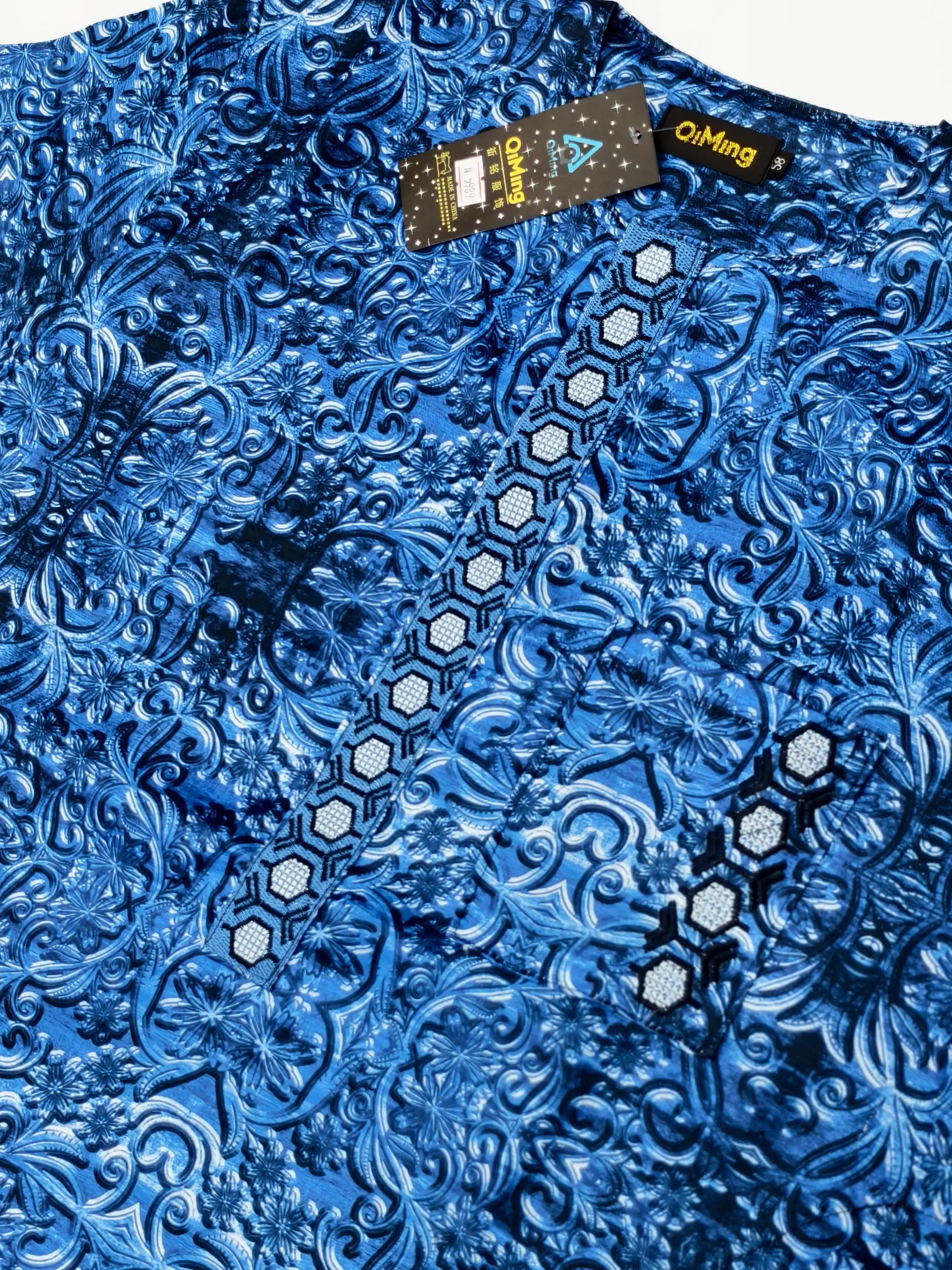 Abaya musulman islamique africain hommes mode prière Eid Robe à manches courtes impression broderie arabe Jubba Thobe vêtements