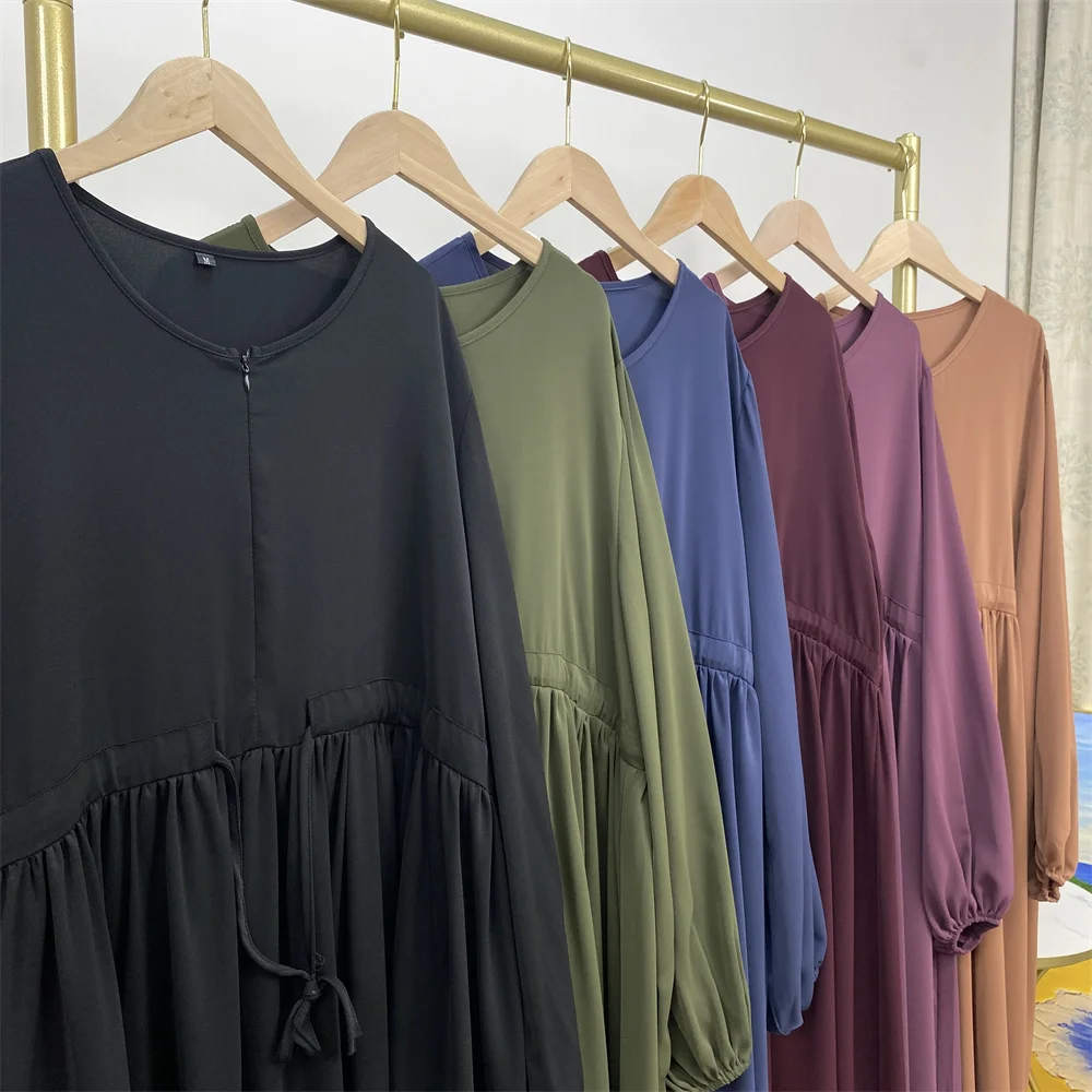 abaya robe de soirée pour femmes musulmanes, caftan islamique, modeste, fermeture éclair sur le devant, dubaï, eid, maxi
