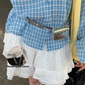 Mini sac de taille à chaîne en cuir pour ceinture Eans, sac suspendu décoratif pour femmes, ceinture de taille de jeu détachable