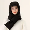 cagoule coupe vent en duvet de canard unisexe, chapeau de protection des oreilles croisées, écharpe de cou épaisse, chapeau de sport de plein air, casquette à la mode