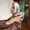 Foulard hijab carré musulman JOPrint, châle en satin mmob, crème solaire assortie, tête ronde, marque de luxe, 216.239.injSatin