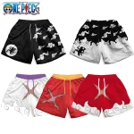 Short Anime une pièce pour hommes, maillot de bain à séchage rapide, cordon de serrage respirant avec poches pour le surf et la plage