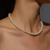 Collier ras du cou en perles pour femmes, bijoux tendance pour fête de mariage, grande perle, élégant, blanc, Imitation de perles, X0172, 2023