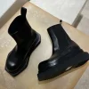 bottines chelsea à plateforme noire pour femme, bottines d'hiver en cuir à bout carré, à enfiler, style britannique, décontractées, antidérapantes, pour moto