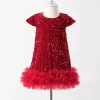 robes de soirée à paillettes pour filles, robe de princesse à paillettes, jupes tutu en maille pour enfants, robe de bal de banquet, de concours d'anniversaire