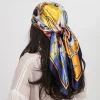 foulard carré en satin de soie pour femmes, châle de haute qualité, foulard à fleurs, bandeau pour dames, bandes de cheveux imprimées, enveloppes hijab, bandana