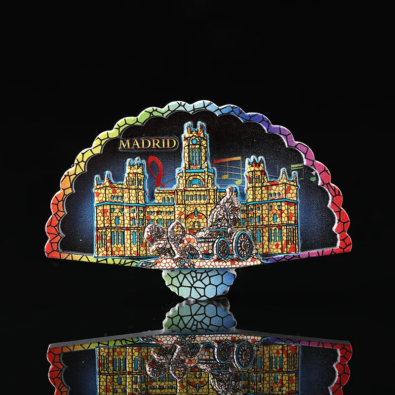 Aimants pour réfrigérateur Madrid, espagne, souvenirs touristiques, décorations colorées de cuisine pour la maison, cadeaux de vacances créatifs, 1 pièce